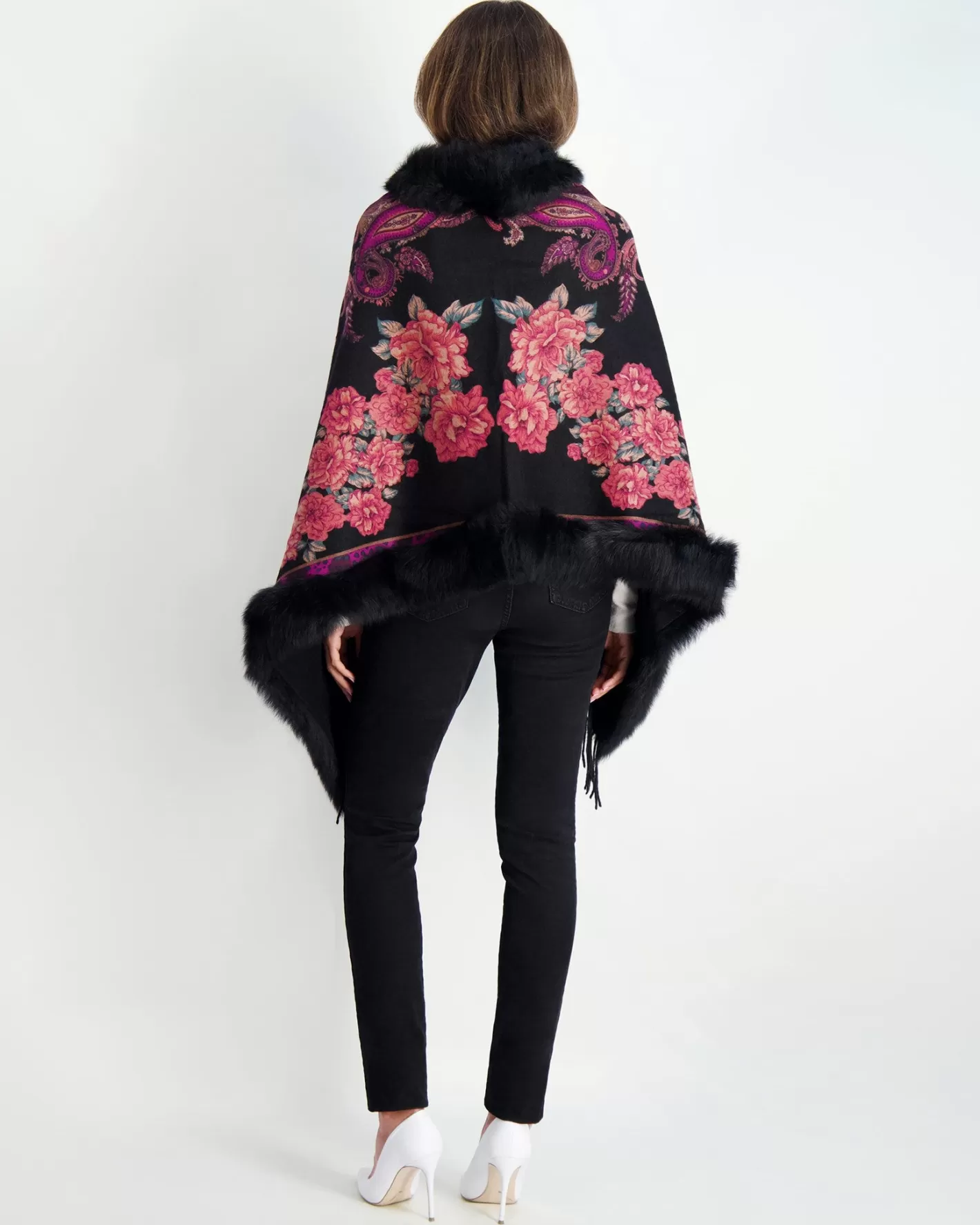 Women GORSKI Montreal Double Face Select Cashmere Stole With Toscana Shearling Lamb Trim