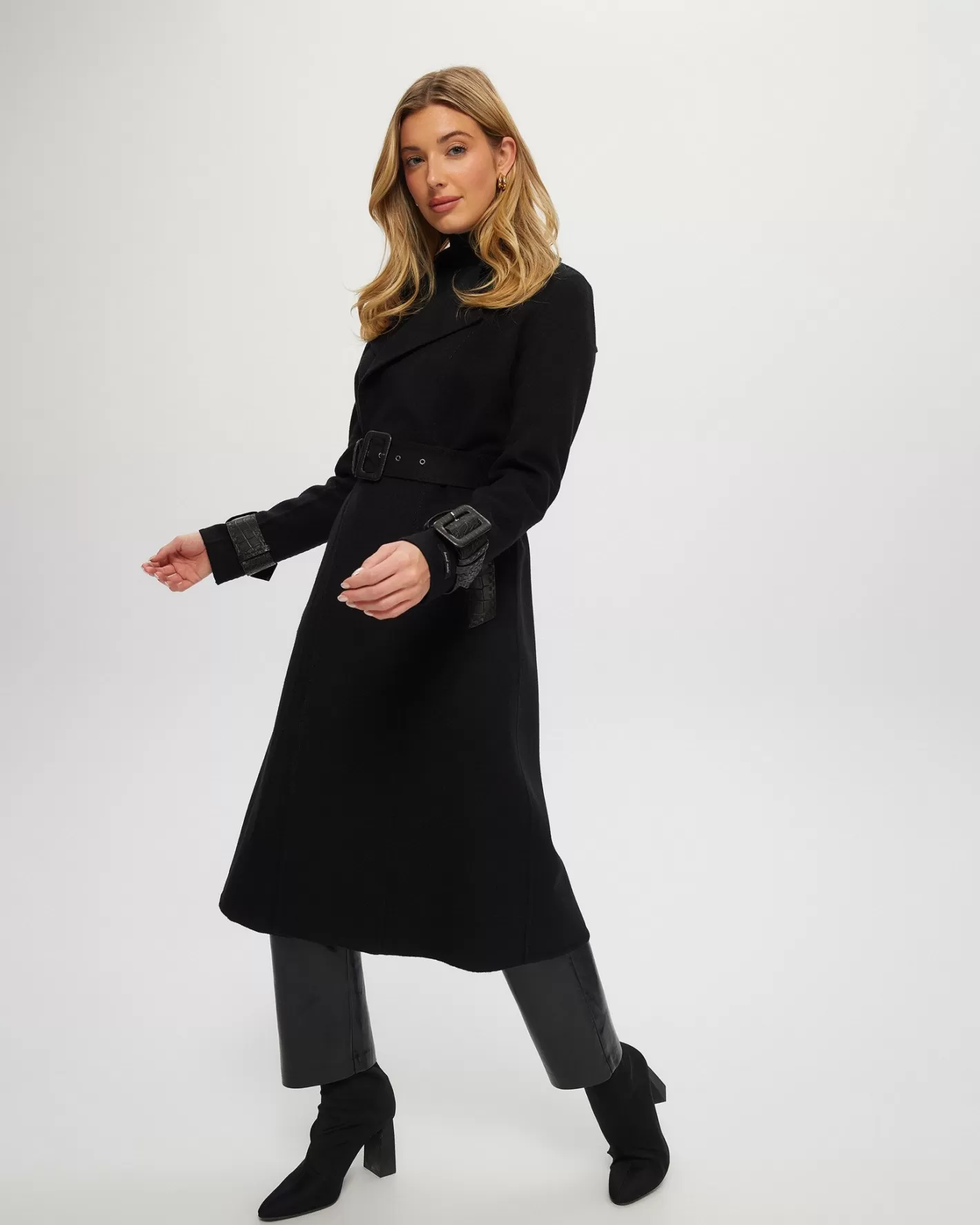 Women GORSKI Montreal Loro Piana Cashmere & Wool Trench Coat With Leather Trim