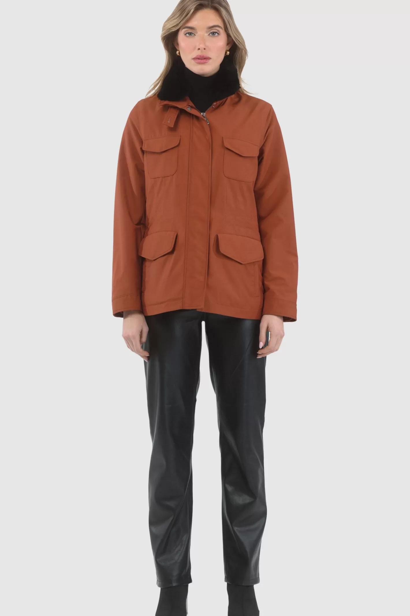 Women GORSKI Montreal Loro Piana Storm System Lined Jacket With Detachable Select Shearling Lamb Collar, Concealed Hood