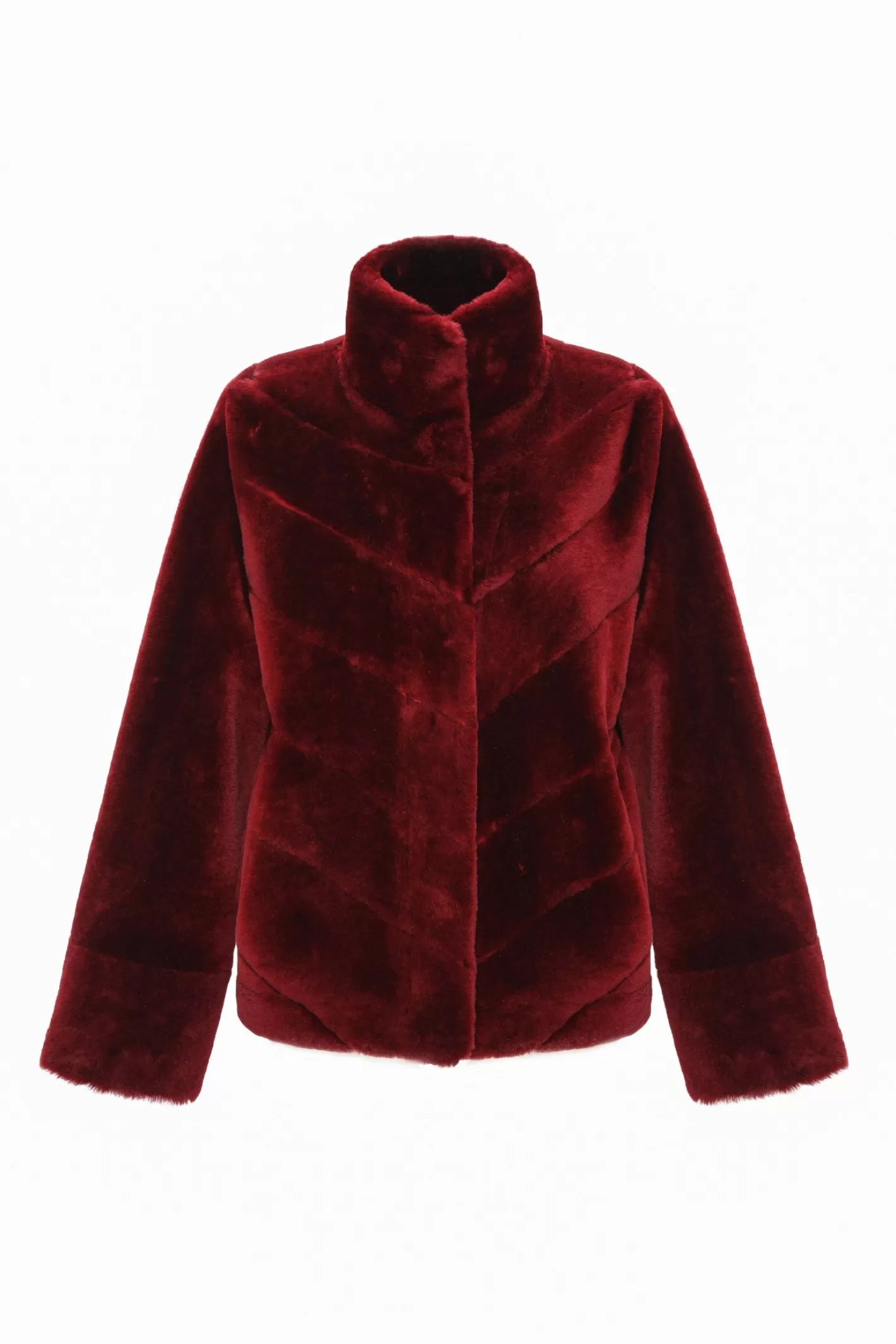 Women GORSKI Montreal Reversible Merino Shearling Lamb Chevron Jacket With Horizontal Bottom