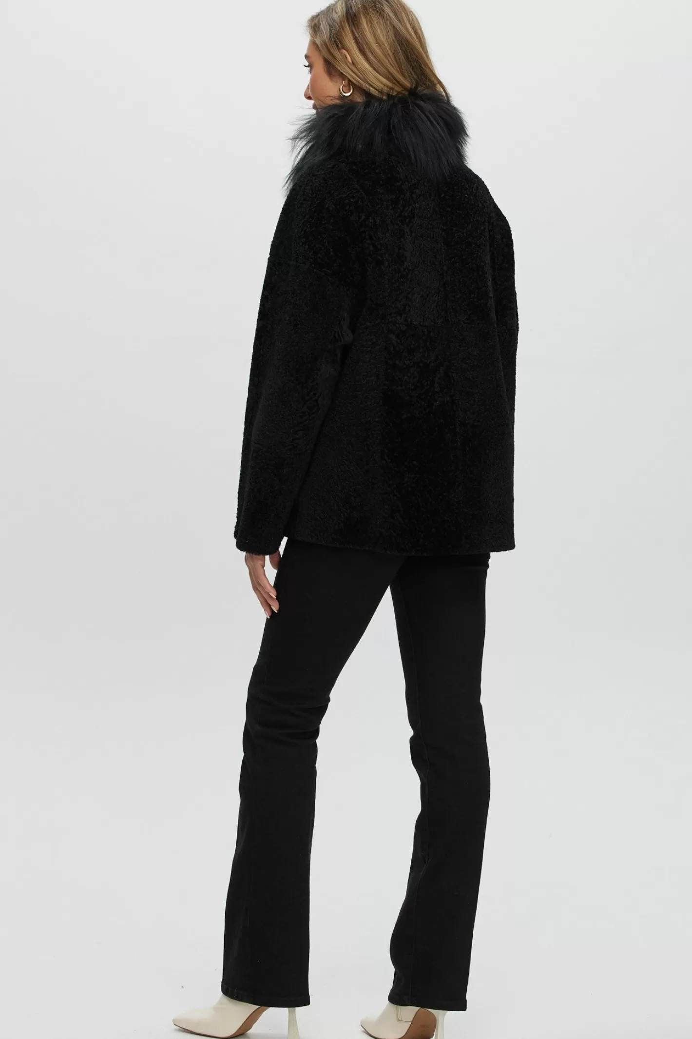 Women GORSKI Montreal Reversible New Zealand Shearling Lamb Jacket With Select Mongolian Lamb Collar