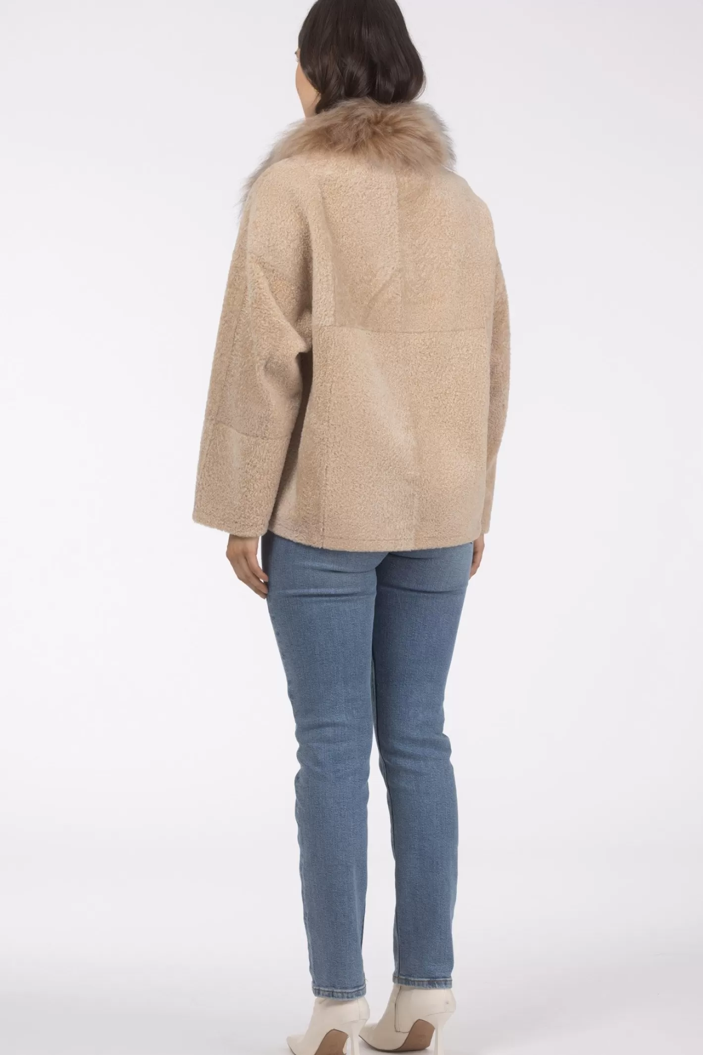 Women GORSKI Montreal Reversible New Zealand Shearling Lamb Jacket With Select Mongolian Lamb Collar