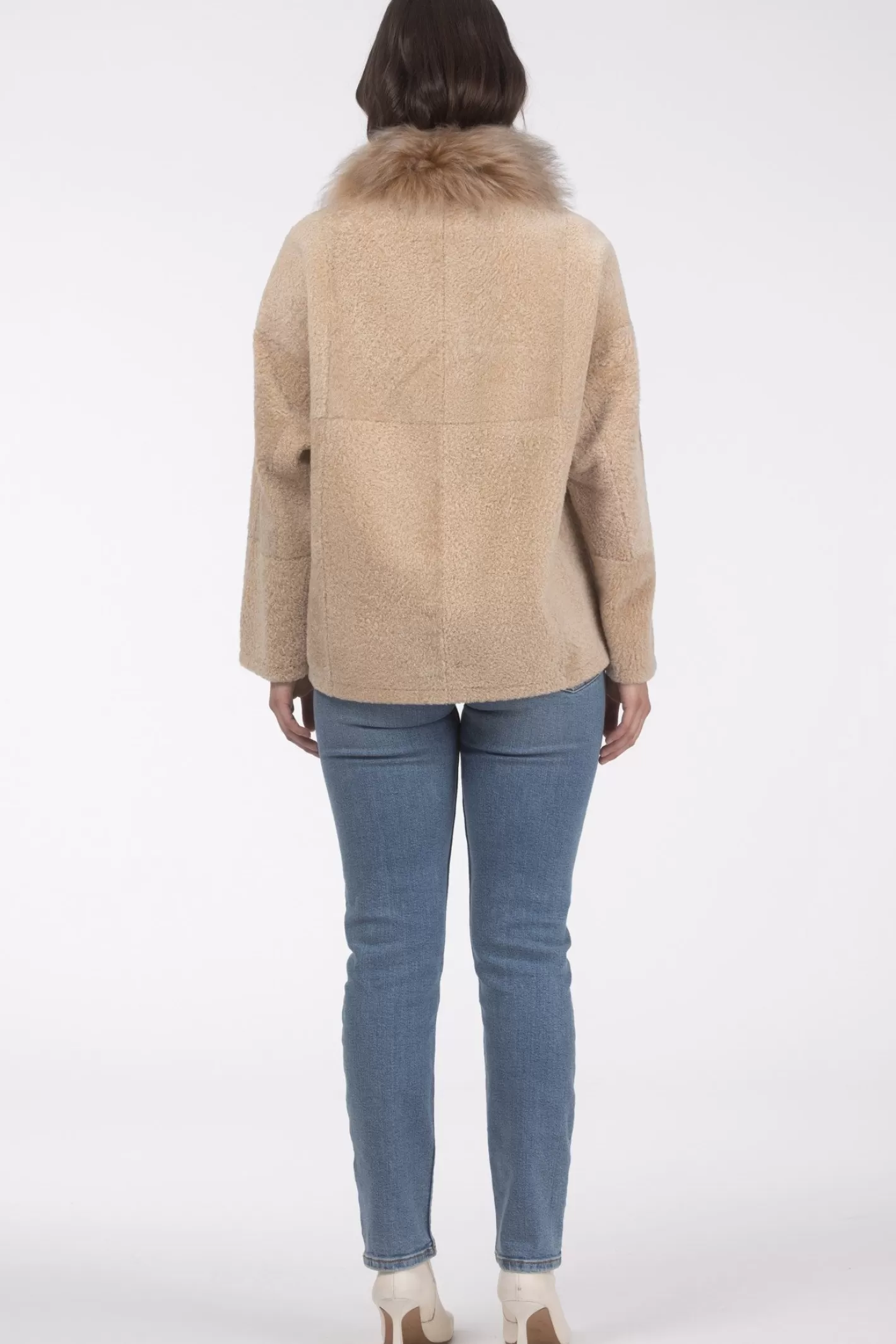 Women GORSKI Montreal Reversible New Zealand Shearling Lamb Jacket With Select Mongolian Lamb Collar