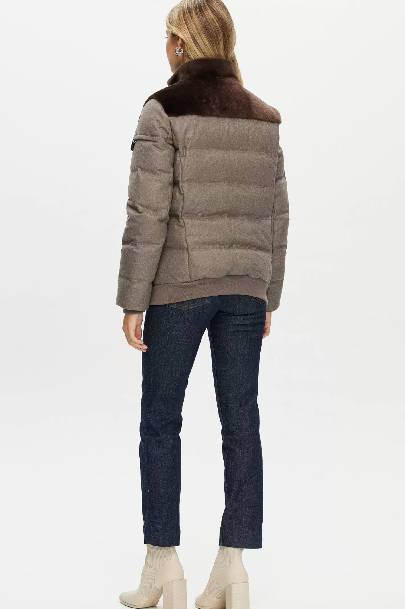 Women GORSKI Montreal Select Shearling Lamb Jacket With Loro Piana Cashmere & Wool Down Sleeves And Back