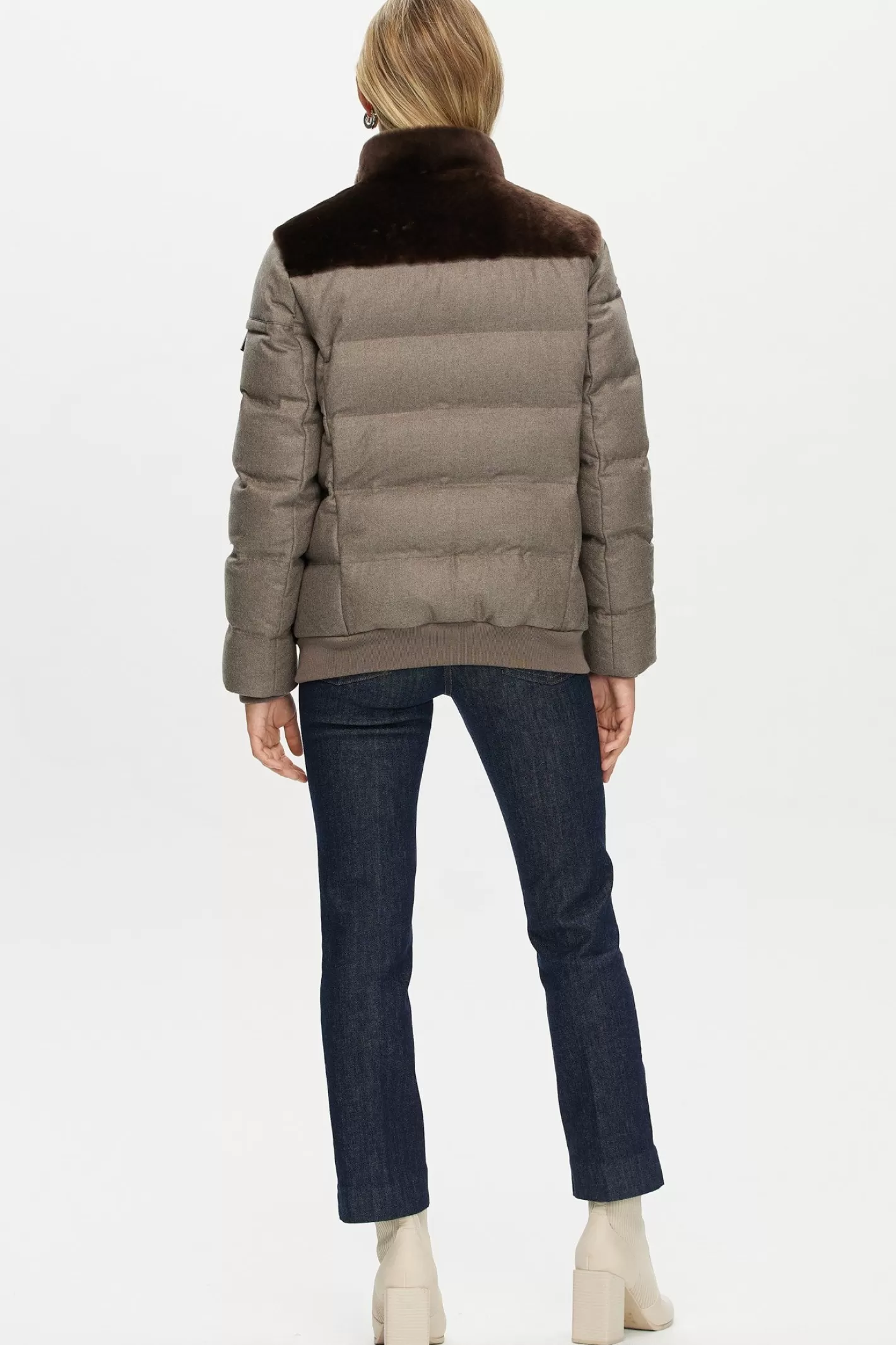 Women GORSKI Montreal Select Shearling Lamb Jacket With Loro Piana Cashmere & Wool Down Sleeves And Back